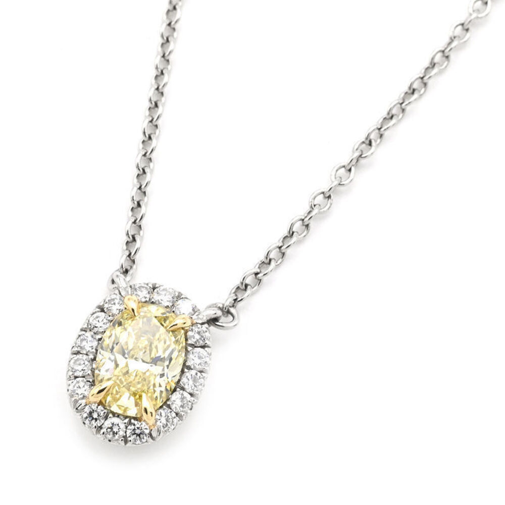Tiffany Co Feather Diamond Necklace White Gold